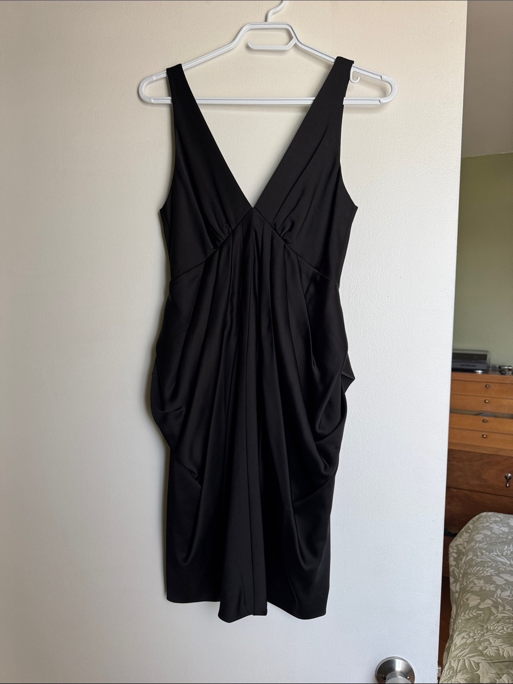 BCBG Black V-Neck Draped Women’s Dress